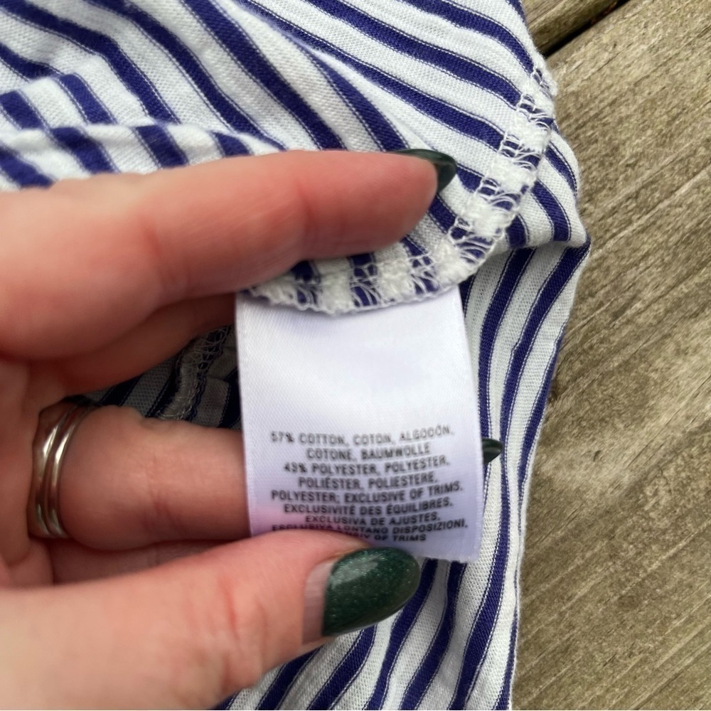 ** Anthropologie postcard blue striped ruffle tiered short sleeve top Small - Picture 7 of 8